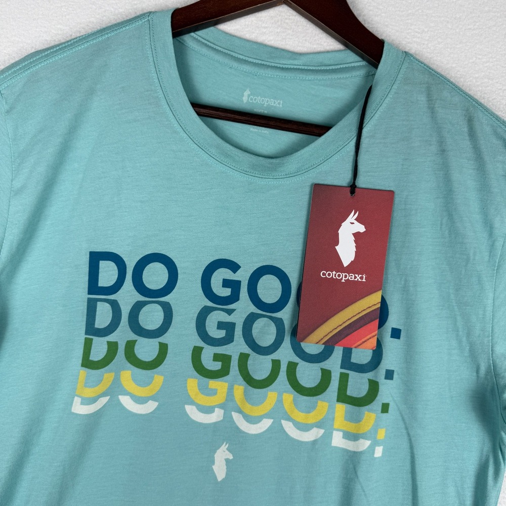 NWT Cotopaxi Do Good Repeat Organic T-Shirt Mens M Sea Glass Blue Graphic Tee